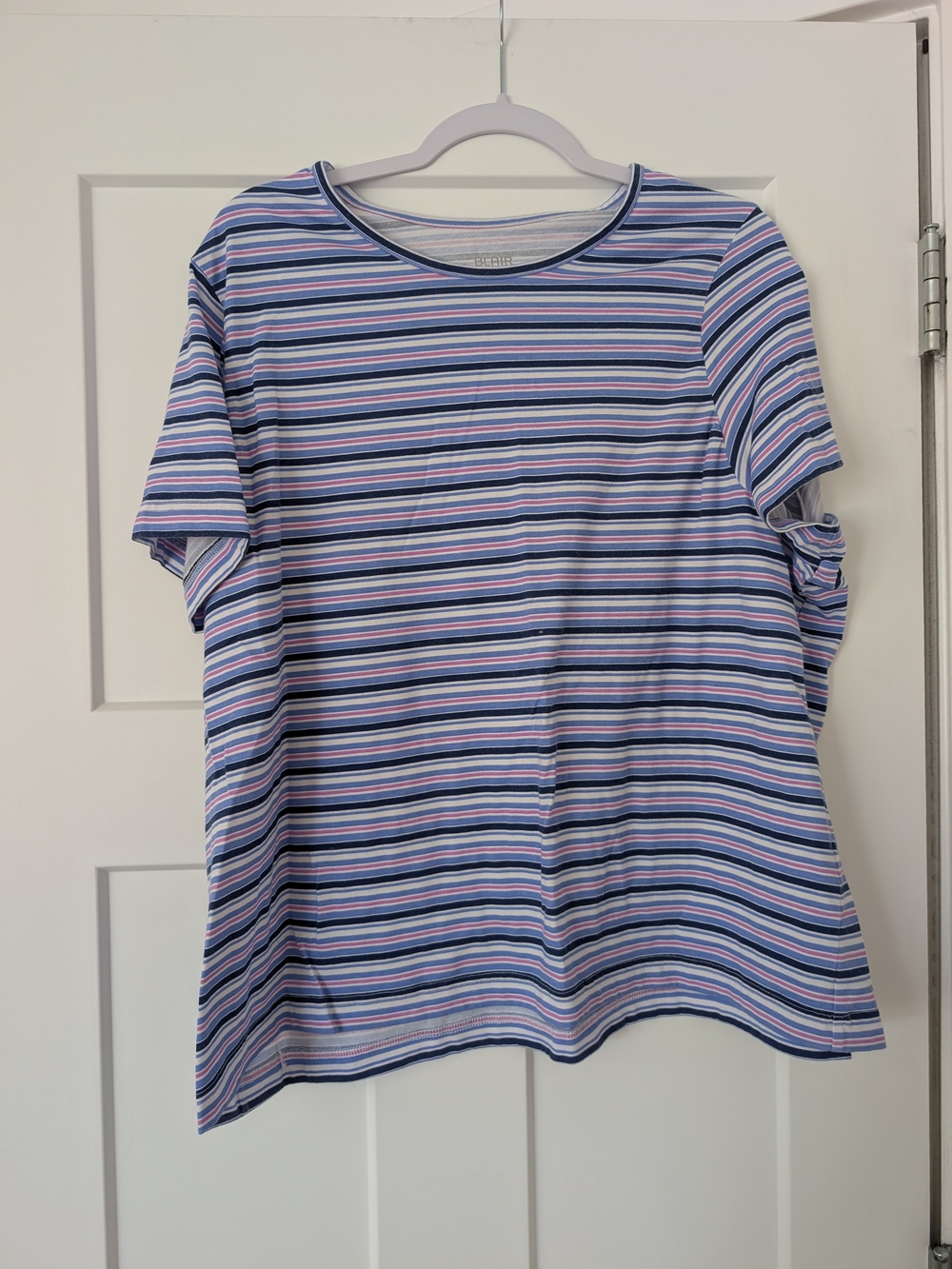 Blair Short-Sleeve Striped Tee Size 2X - Blue, Pink & Purple